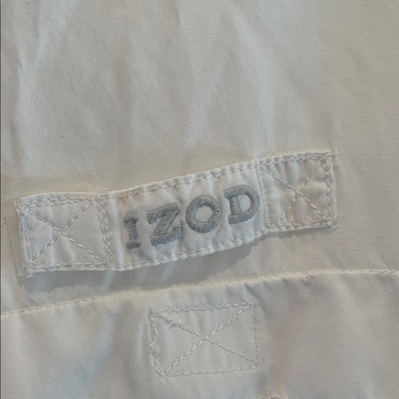 Izod Surfcaster White Casual Button Down Shirt Classic Cotton - Picture 4 of 5